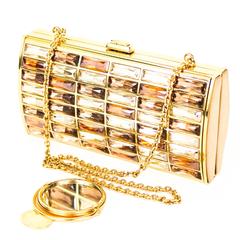 Judith Leiber Bronze Crystal Goddess Clutch 