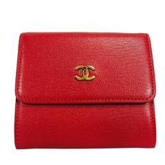 Chanel red caviar leather billfold wallet 2003 Never used