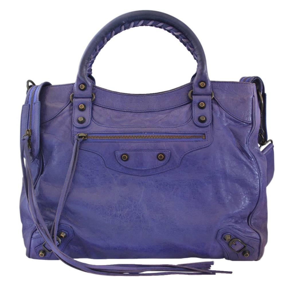Balenciaga Arena Giant City Purple Handbag in Dust Bag