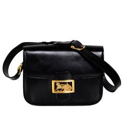 CELINE Vintage Horse Carriage Buckle Black Box Leder Umhängetasche