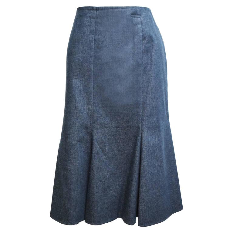 Algo Chambray Tiered Skirt For Sale at 1stDibs