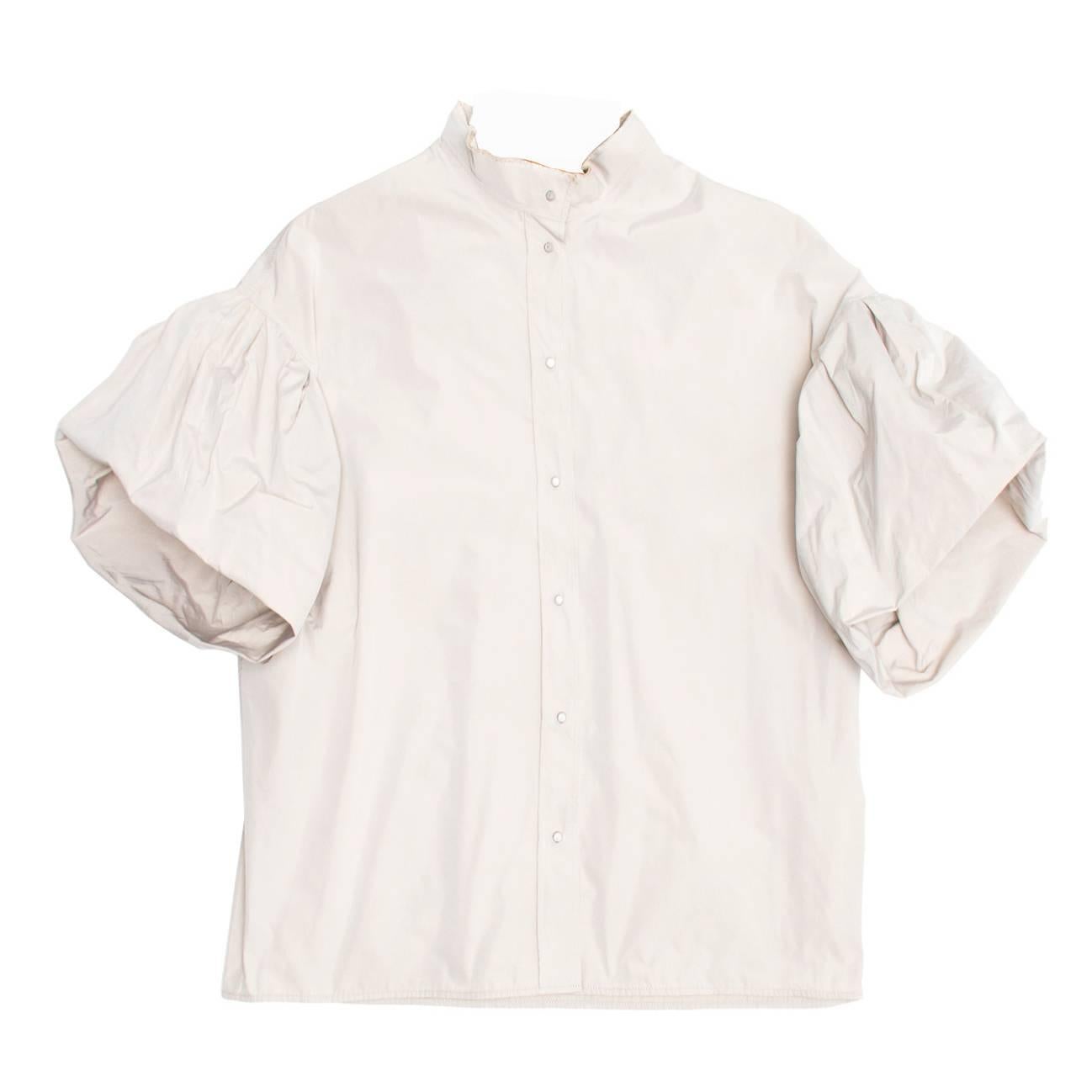 Lanvin Taupe Puffed Sleeve Top For Sale