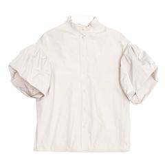 Lanvin Taupe Puffed Sleeve Top