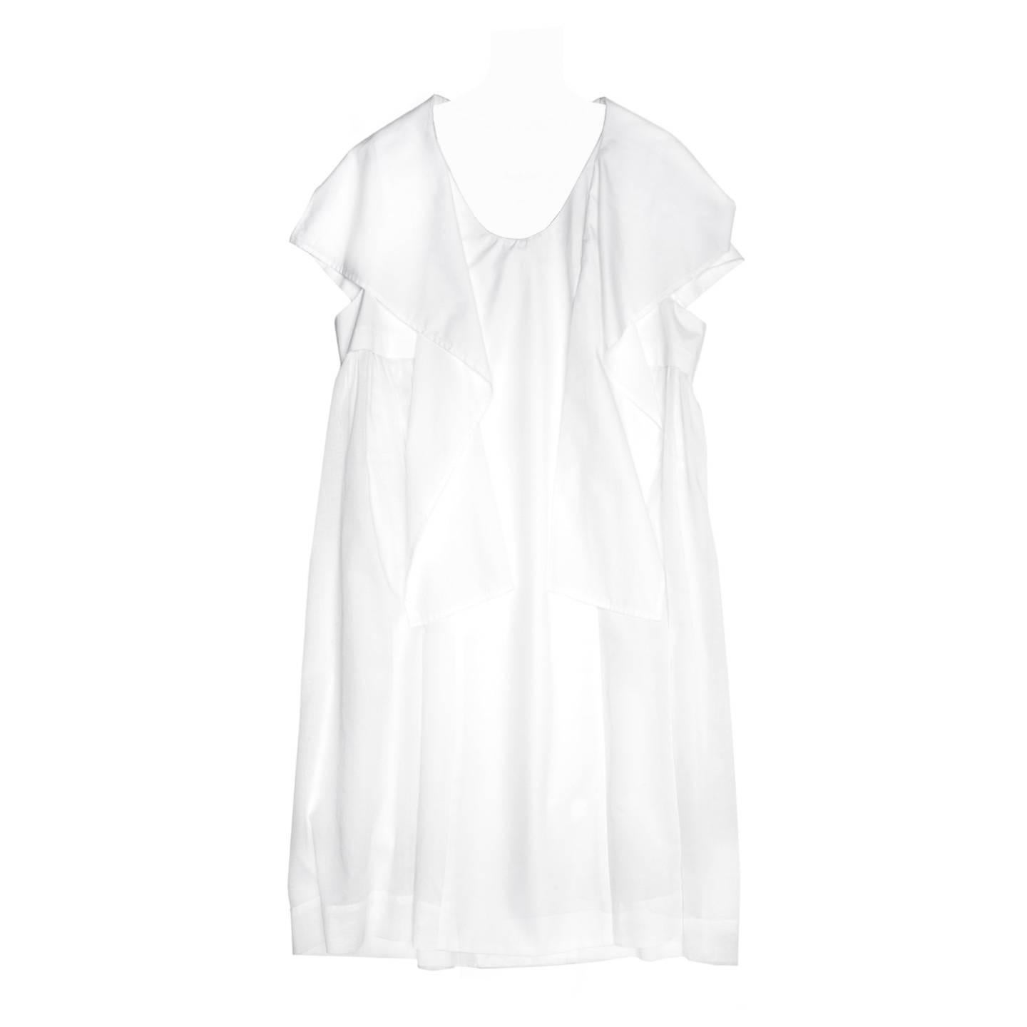 Rue Du Mail White Cotton Drape Detail Dress For Sale
