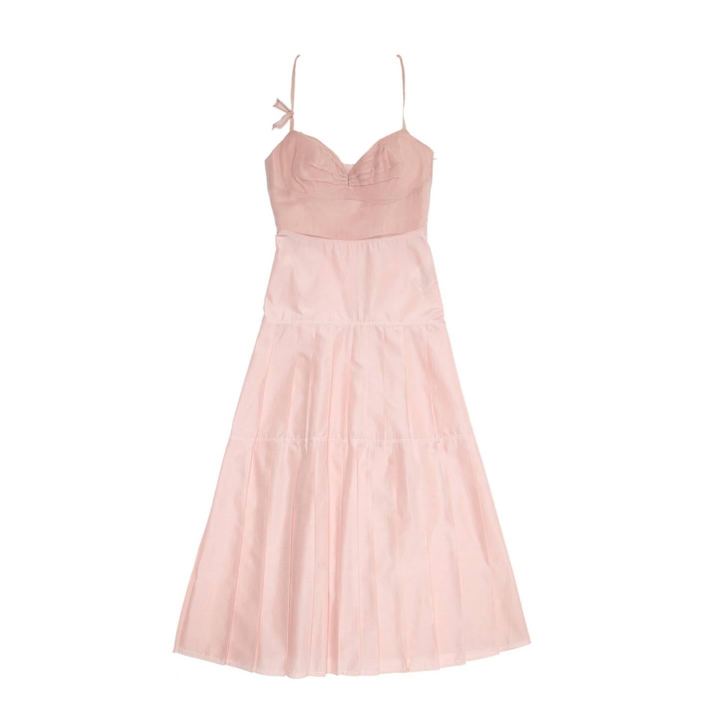 Jil Sander Pink Bustier Pleated Dress For Sale