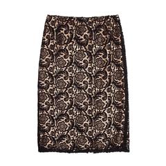 Prada Black Lace & Nude Slip Skirt 12