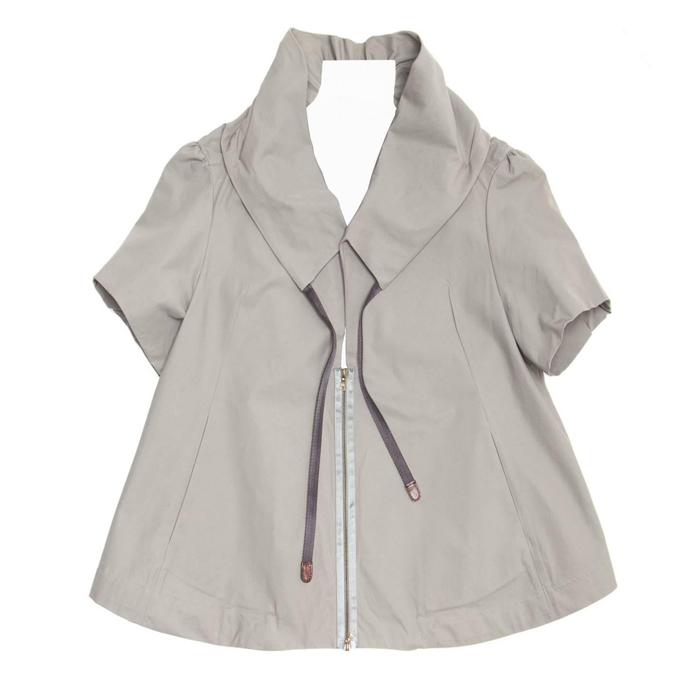 Marni Grey Cropped Trapeze Jacket For Sale