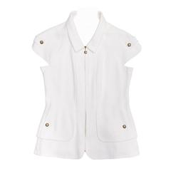 Chanel Ivory Thick Pique Cotton Top 5