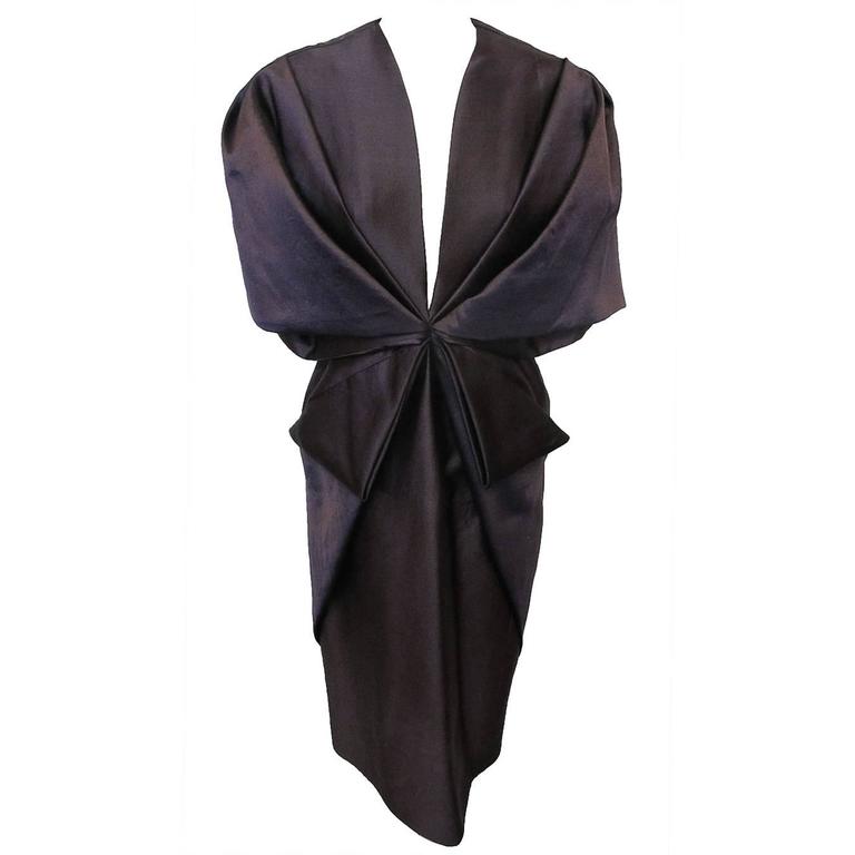 New Haider Ackermann Plum Shawl Origami Cocktail Dress For Sale at 1stDibs