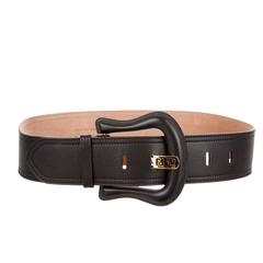 Fendi LIKE NEW Black Leather Gold Hardware 'F' Logo Wide Corset Waist Belt