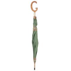 GUCCI Rare VINTAGE Green Fabric UMBRELLA with G-Shaped HANDLE