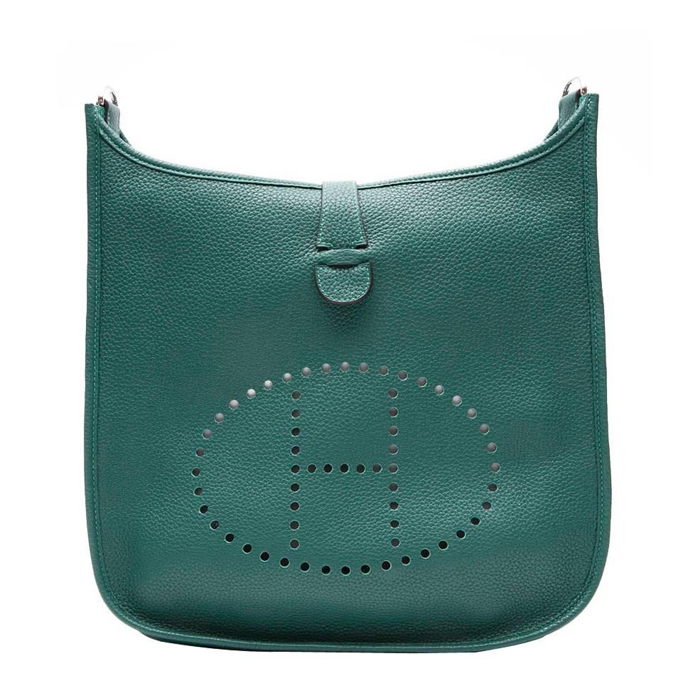 Hermes Malachite Leather Evelyne Shoulder Bag