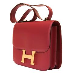 PRISTINE Hermes Imperial Red 28cm 'Constance' Bag With Gold hardware