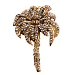 RARE Chanel Gold & Faux pearl 'Palm Tree' Brooch