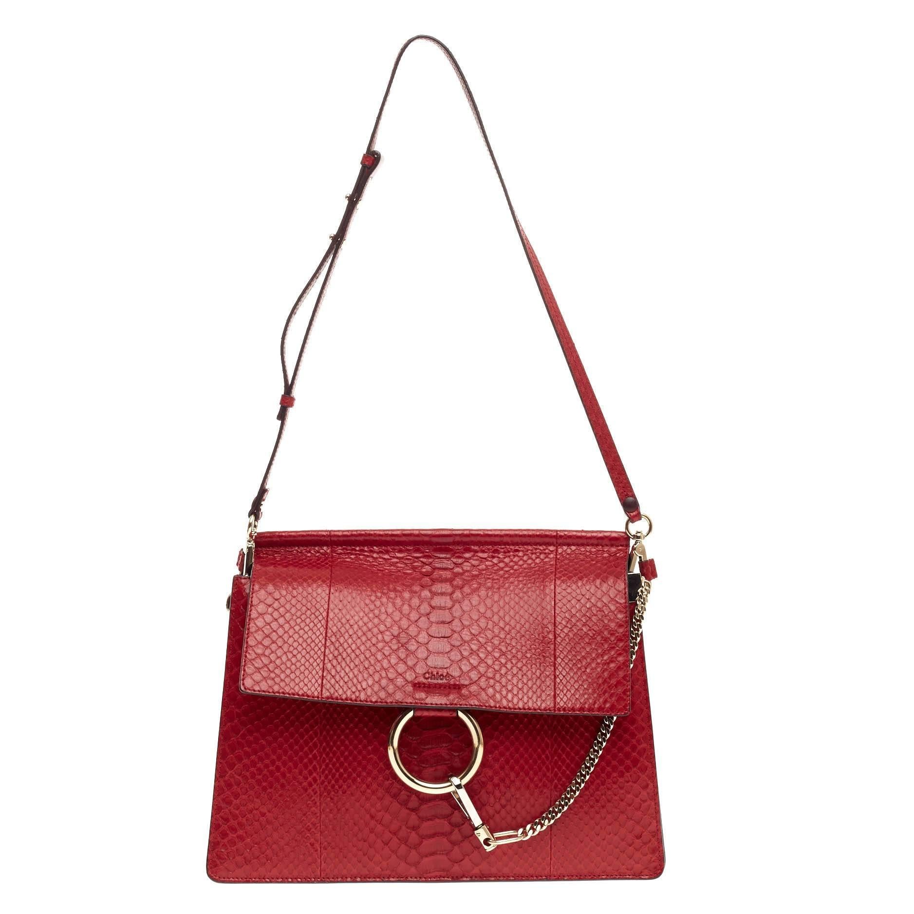Chloe Faye Shoulder Bag Python Medium
