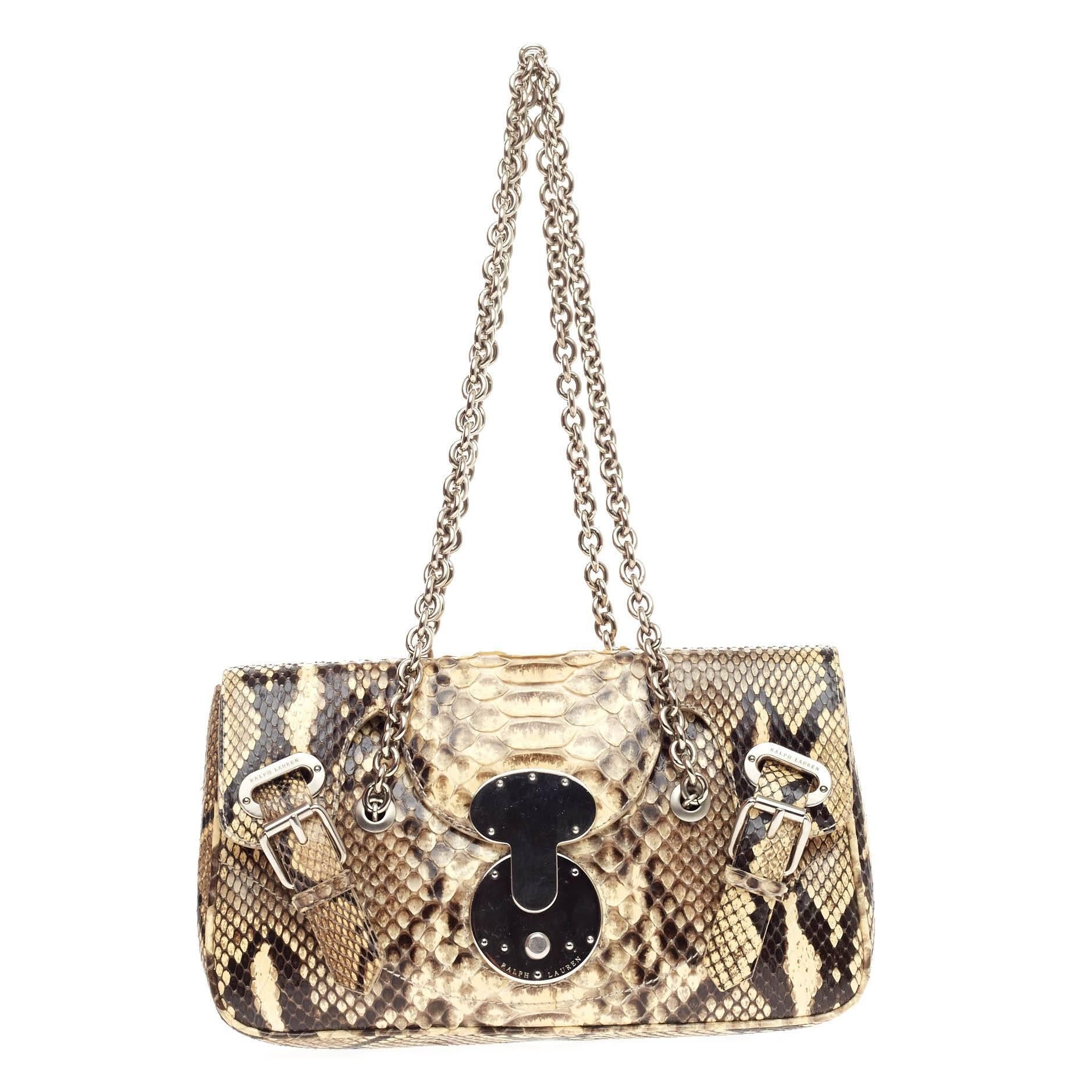 Ralph Lauren Collection Vintage Ricky Belted Chain Shoulder Bag Python Small