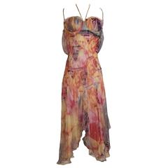 Alexander McQueen Silk Blonde Girl Pin Up Draped Strappy Backed Dress, 2003 