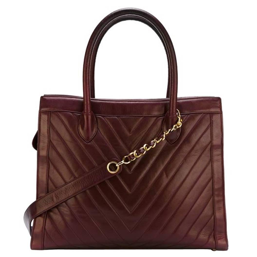 Chanel Bordeaux Lamb Skin Tote Bag