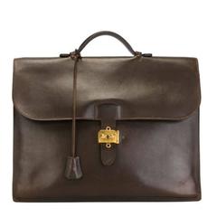 Retro  Hermes Chocolate Epsom  « Sac à Dépèches »