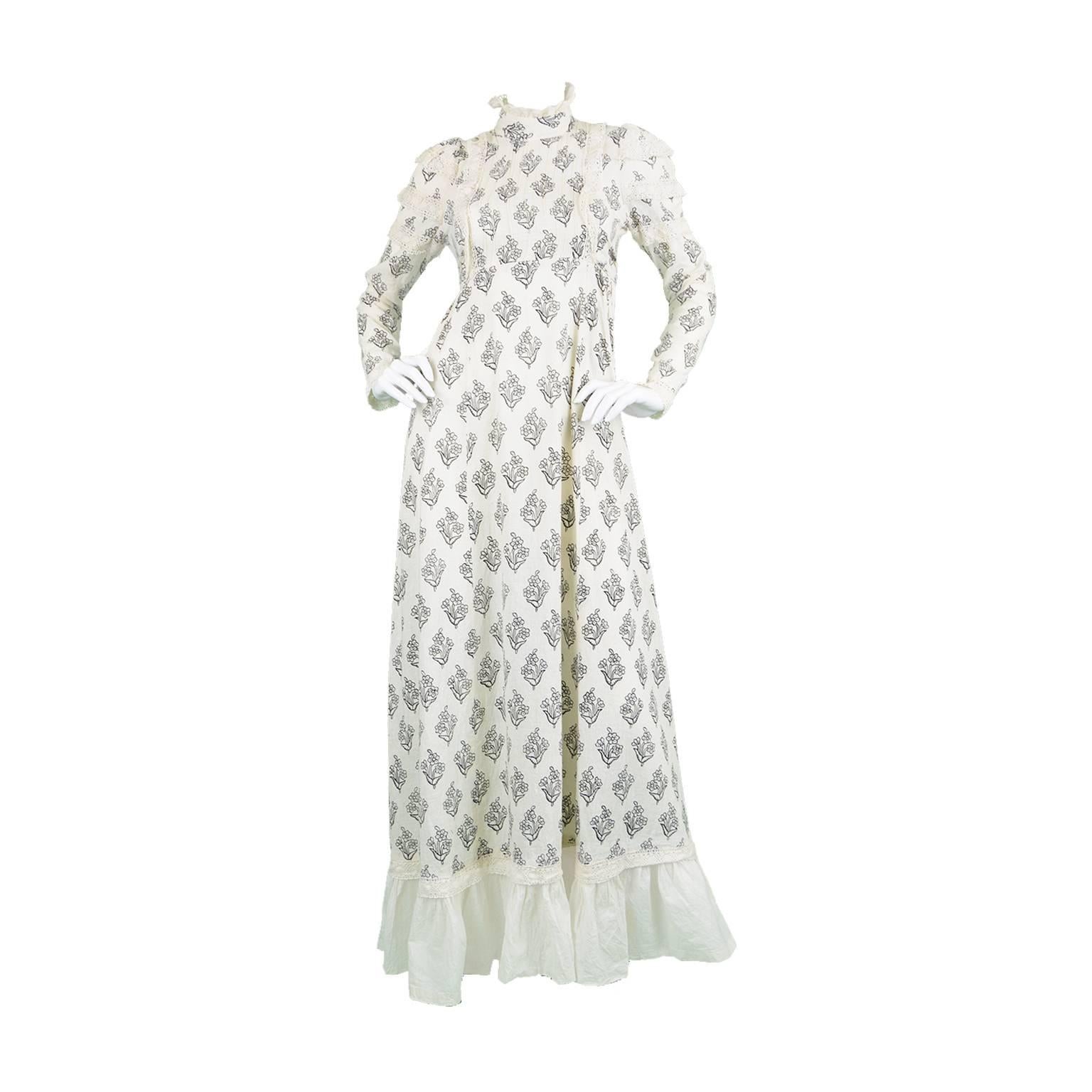 London Mob of Carnaby Street 1970s Vintage Cotton Maxi Dress For Sale