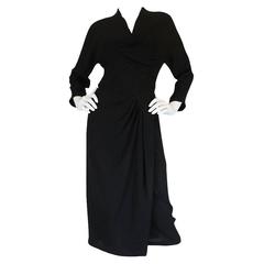1950s Dorothy O'Hara Draped Front Black Crepe Dress 9