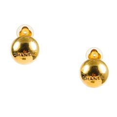 Chanel 98P Gold Tone Circular Ball Stud Clip On Earrings