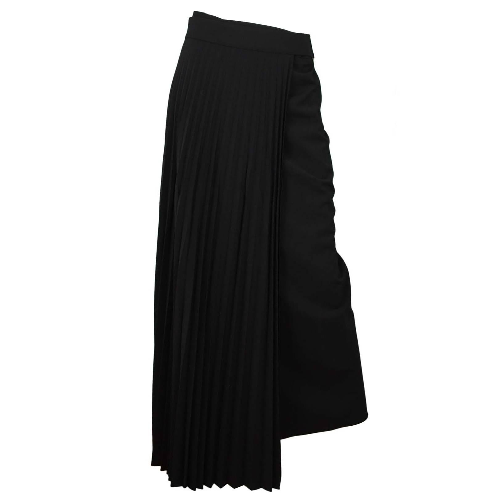 Brunello Cucinelli Black Long Pleated Wrap Skirt sz 6