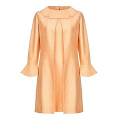 1960s Emma Domb Orange Silk Dress and Jacket Set 