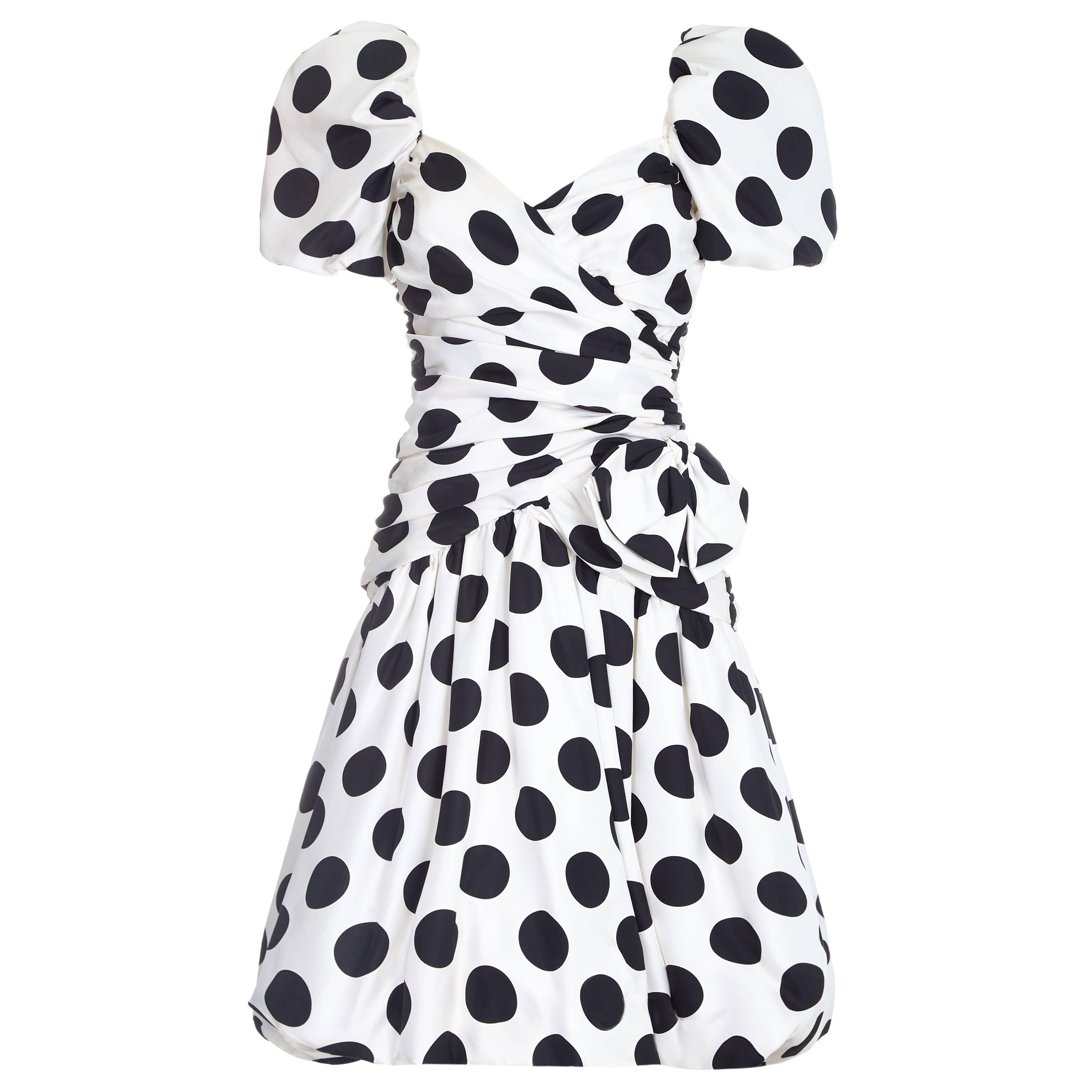 1980s Lillie Rubin Polka Dot Puffball Dress 