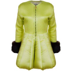 Versace Vintage Lime Green Quilted Puffer Coat  