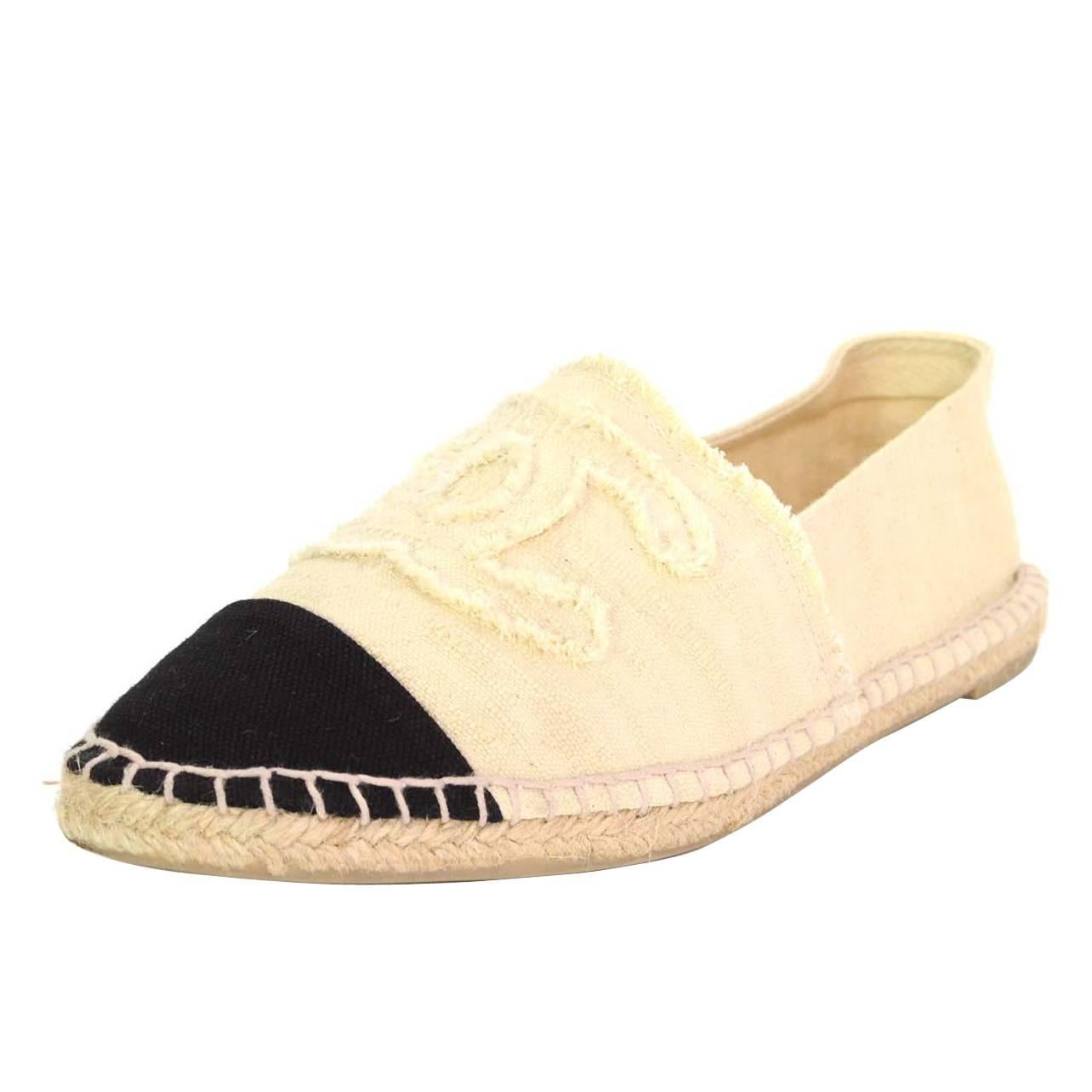 chanel black canvas espadrilles