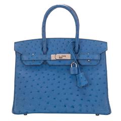 Hermes Mykonos Ostrich Birkin 30cm Palladium Hardware