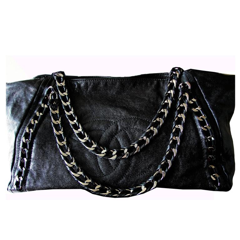 Chanel Modern Chain Tote Bag XL Black Glazed Caviar Luxe Ligne