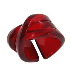Christian Dior Sculptural Red Lucite Ring