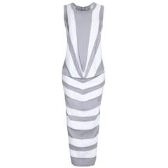 Comme des Garcons Grey and White Striped Jersey Dress 2