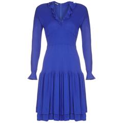 1970s Jean Muir Royal Blue Jersey Dress 6