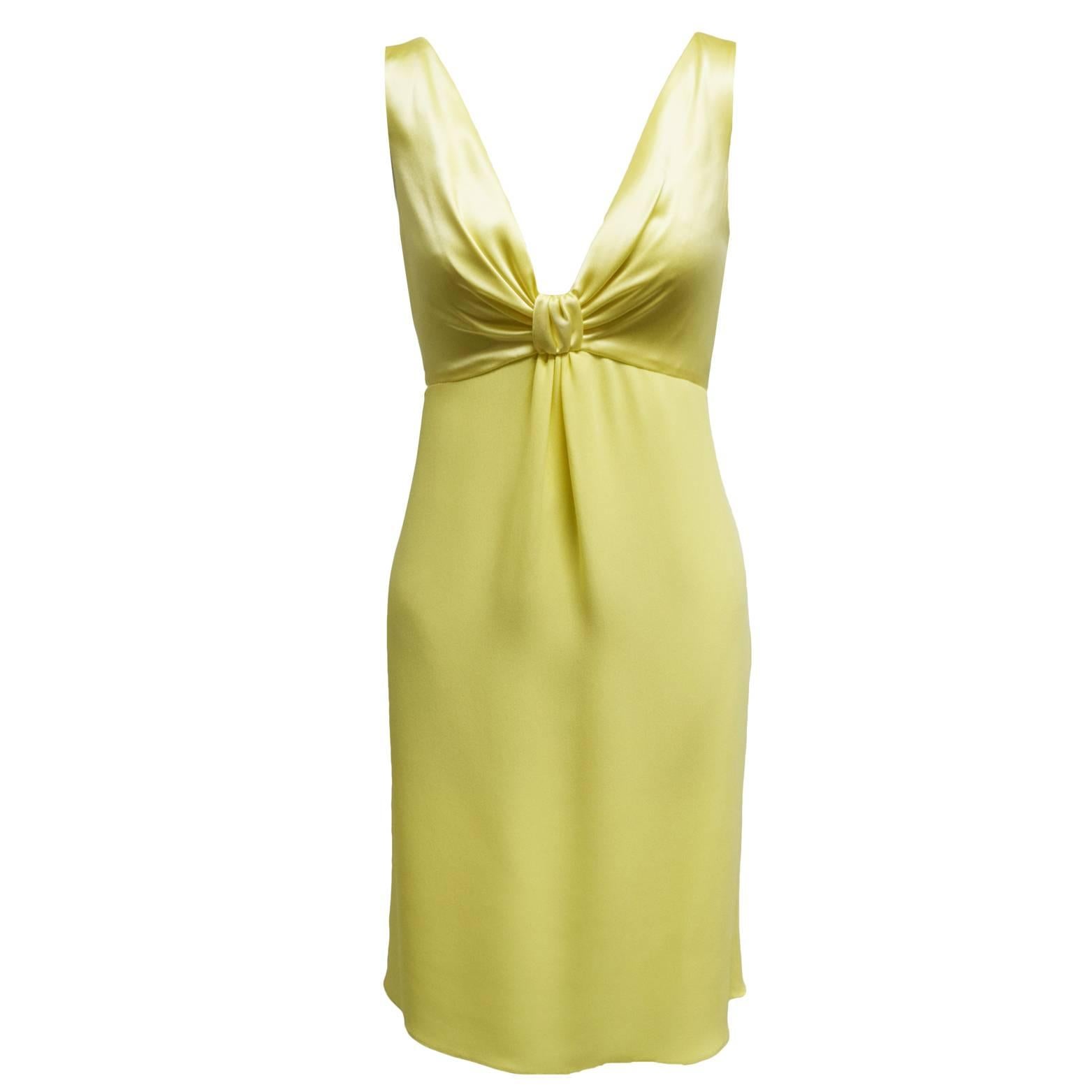Valentino Sweetheart Yellow Silk Sheath Cocktail Dress