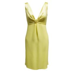 Valentino Sweetheart Yellow Silk Sheath Cocktail Dress 