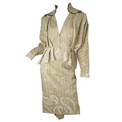 Zandra Rhodes Jewel and Feather Printed Silk Jacket and Skirt 3
