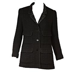 Black Chanel Lined Wool Jacket