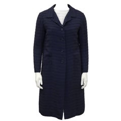 Nina Ricci - Ensemble robe et manteau bleu marine et blanc des années 1960 