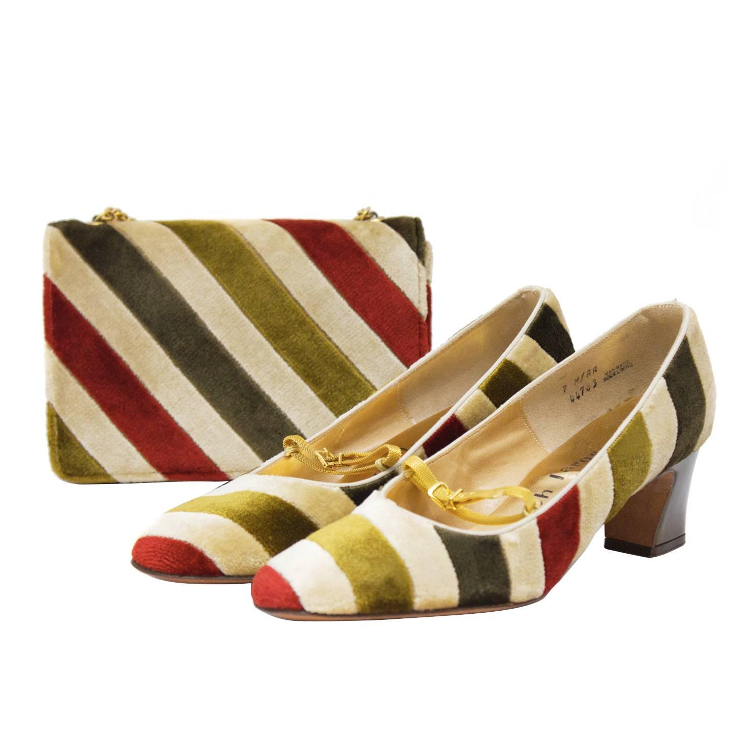 1960''s Joseph Larose Velvet Bag and Shoe Set For Sale at 1stDibs