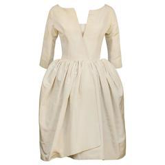 Early 1950's Dior Beige Silk Robe du Soir 5