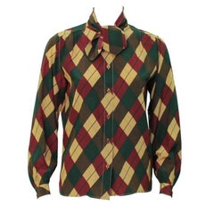 1970's Tiktiner Argyle Silk Blouse