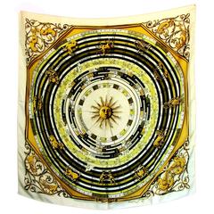 Important Hermes Astrologie Dies et Hors Silk Scarf by Francoise