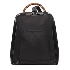 Vintage Gucci Black Leather and Nylon Bamboo Backpack