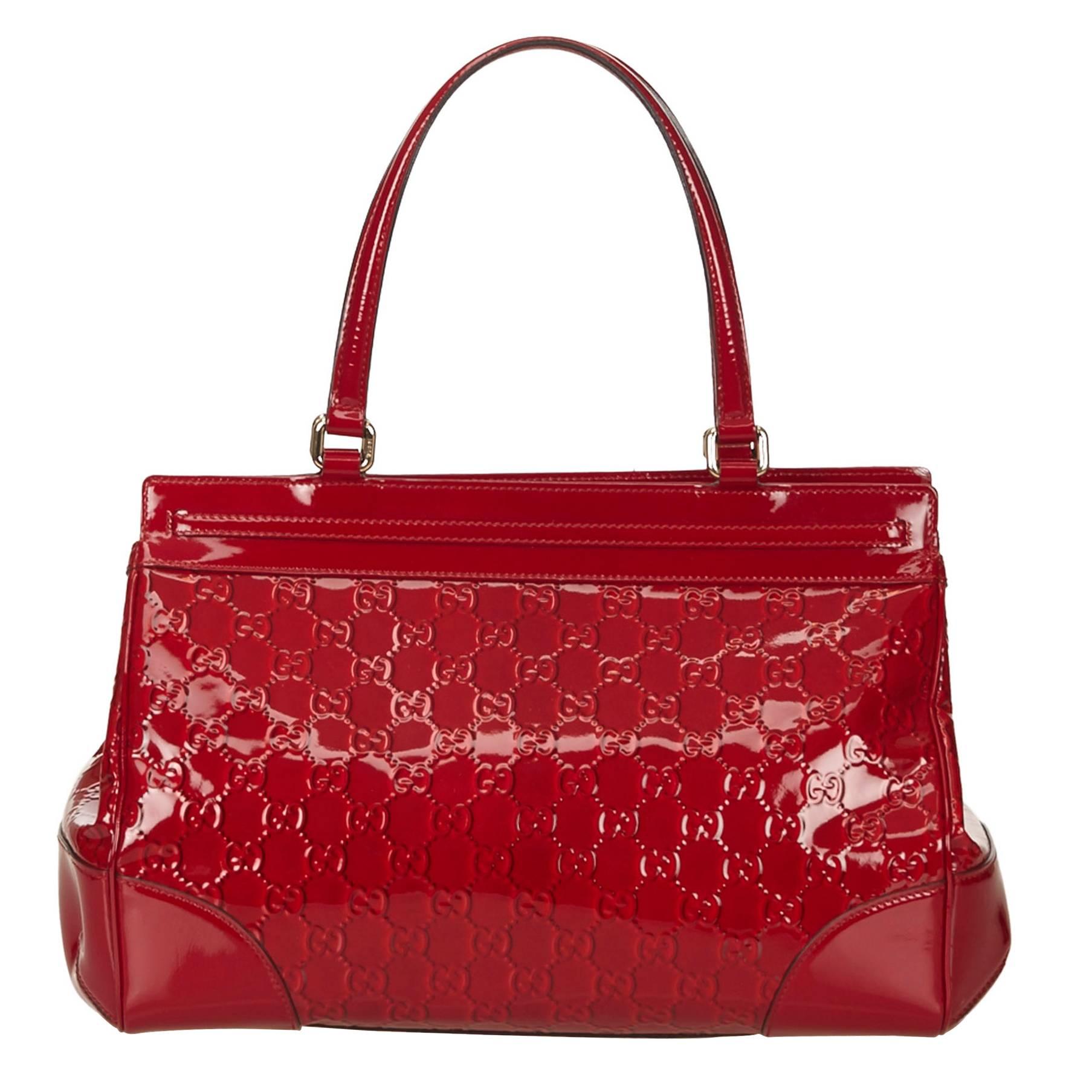 Gucci Red Patent Leather GG Handbag