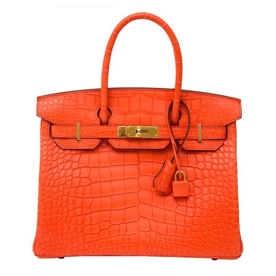*Brand New* Hermès Birkin 30 Alligator Orange Poppy GHW For Sale at 1stdibs