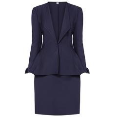 Pauline Trigère navy skirt suit, circa 1980