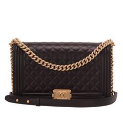 Chanel Black Lambskin New Medium Boy Bag